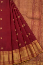 Eevara Reddish Maroon Kancheevaram Heirloom Silk Saree-Rutambhara-Brown-RUTAMBHARA