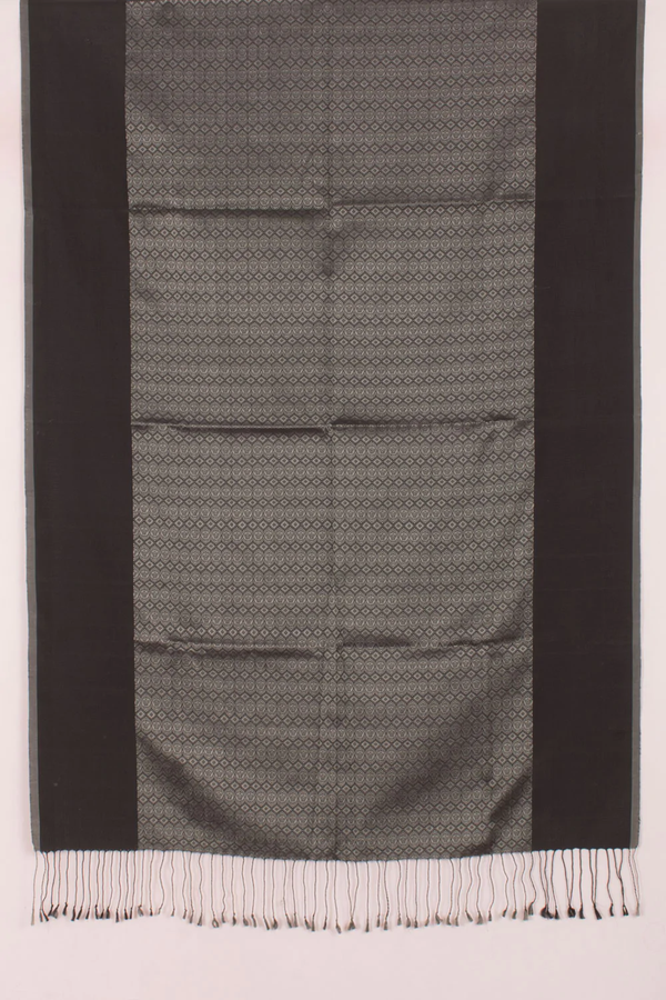 Handloom Karnataka Khun Silk Cotton Stoles - Black-Rutambhara-RUTAMBHARA