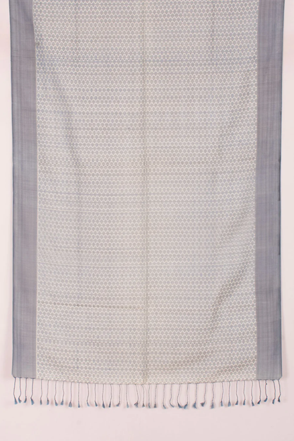 Handloom Karnataka Khun Silk Cotton Stoles - Bluish Grey-Rutambhara-RUTAMBHARA