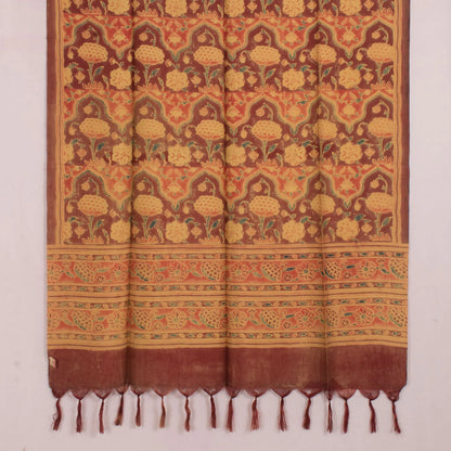 Vegetable Printed Natural Dye Silk Dupatta-Rutambhara-RUTAMBHARA