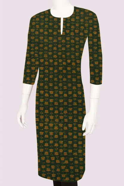 Ajrakh Printed Cotton Kurta Material-Rutambhara-RUTAMBHARA