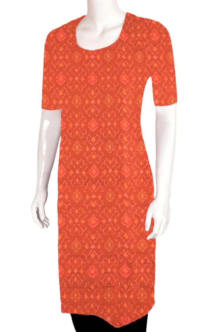 Handloom Ikat Raw Silk Kurta Material-Rutambhara-RUTAMBHARA