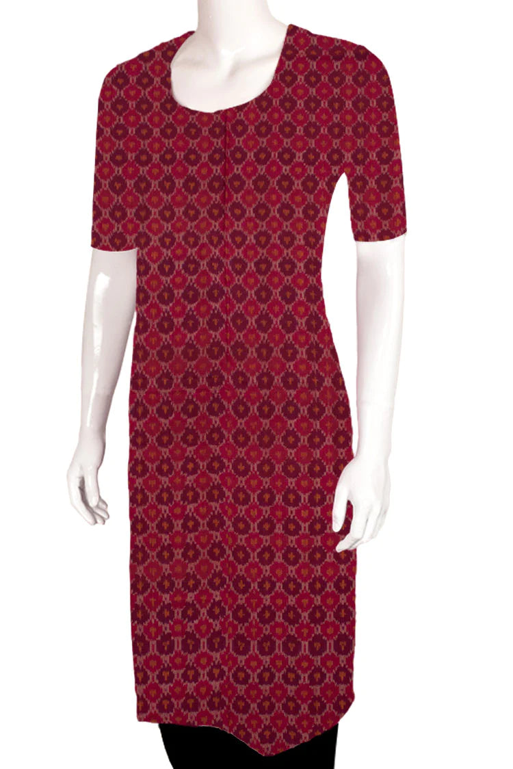 Handloom Ikat Silk Cotton Kurta Material-Rutambhara-RUTAMBHARA