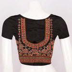 Black Mirror Embroidered Mashru Blouse Material-Rutambhara-RUTAMBHARA
