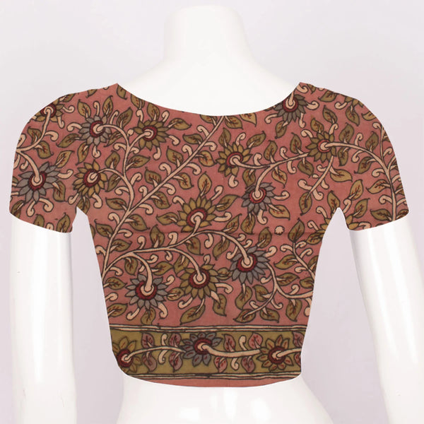 Hand Painted Pen Kalamkari Cotton Blouse Material-Rutambhara-RUTAMBHARA