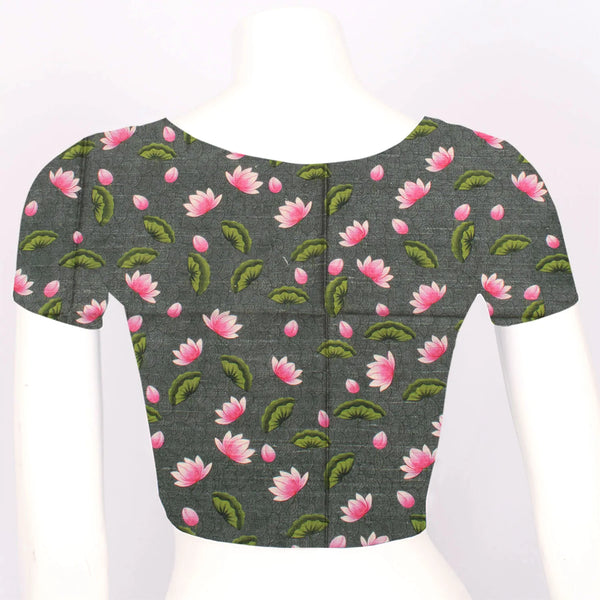 Pichwai Printed Raw Silk Blouse Material-Rutambhara-RUTAMBHARA