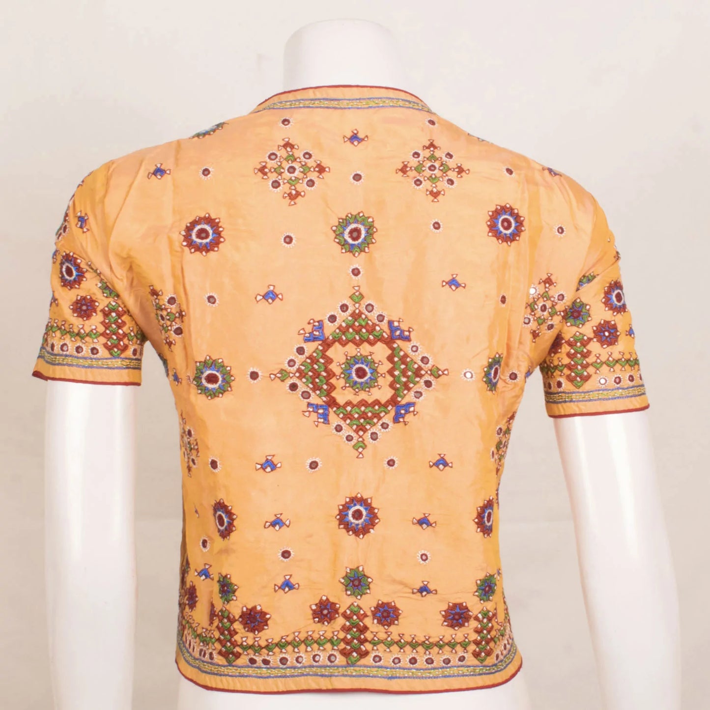 Yellow Hand Embroidered Pure Silk Kutchi Blouse