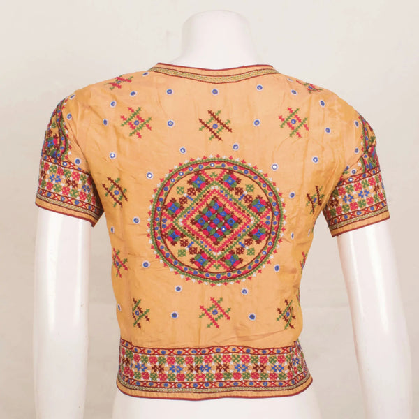 Golden Kutchi Pure Silk Blouse-Rutambhara-RUTAMBHARA
