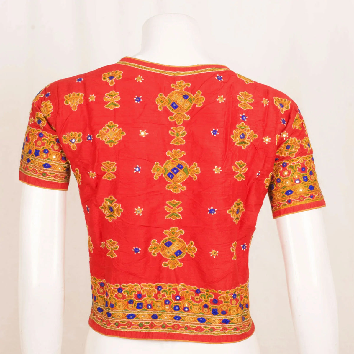 Orange Kutchi Hand Embroidered Blouse