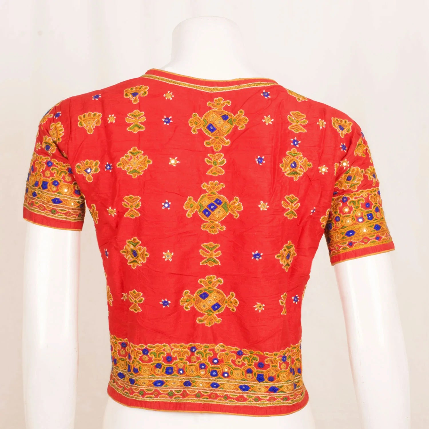 Orange Kutchi Hand Embroidered Blouse