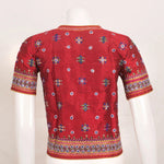 Maroon Raw Silk Kutchi Blouse Hand Embroidered-Rutambhara-RUTAMBHARA