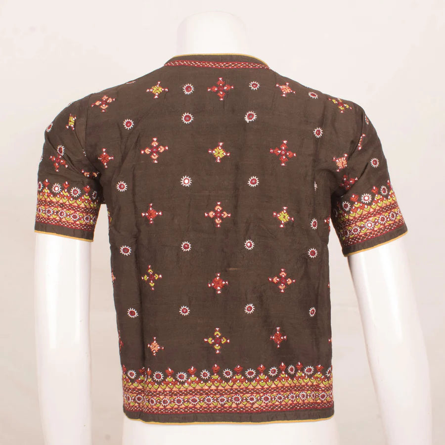 Brown Kutchi Raw Silk Blouse
