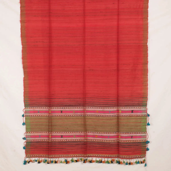 Handwoven Kutchi Weave Tussar Cotton Dupatta-Rutambhara-RUTAMBHARA