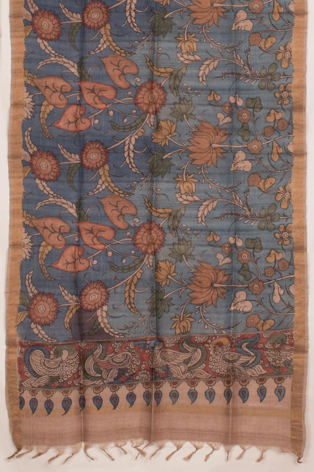 Hand Painted Pen Kalamkari Tussar Silk Dupatta