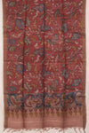 Hand Painted Pen Kalamkari Tussar Silk Dupatta