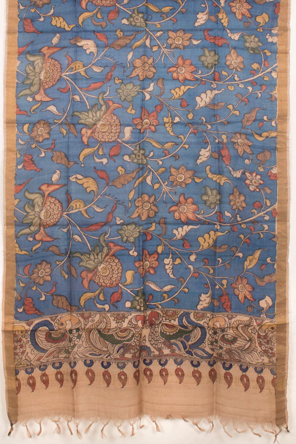 Hand Painted Pen Kalamkari Tussar Silk Dupatta