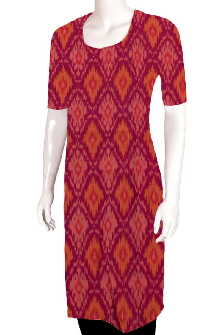 Handloom Ikat Silk Cotton Kurta Material-Rutambhara-RUTAMBHARA