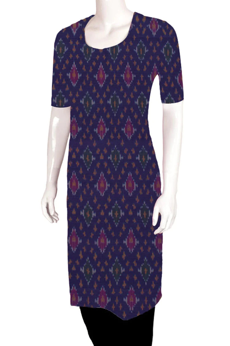 Handloom Ikat Silk Cotton Kurta Material-Rutambhara-RUTAMBHARA