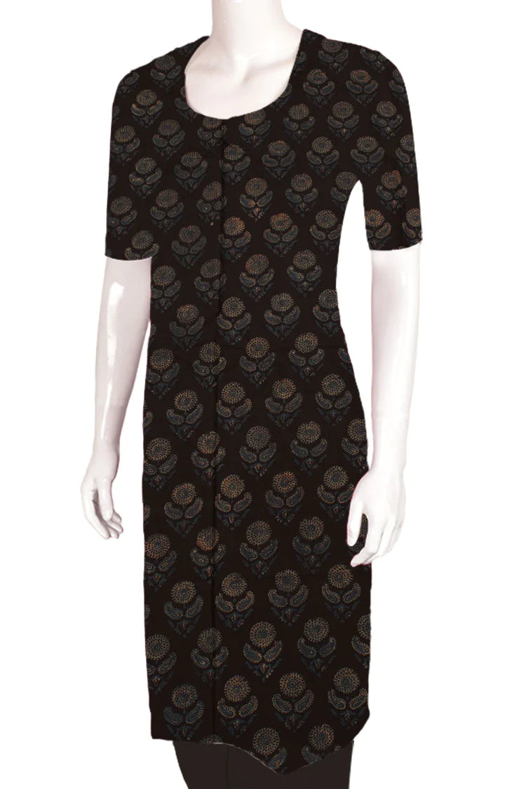 Ajrakh Printed Natural Dye Mulberry Silk Kurta Material