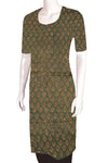 SIYAHI - GREEN HAND BLOCK PRINTED GAJJI SILK KURTA MATERIAL