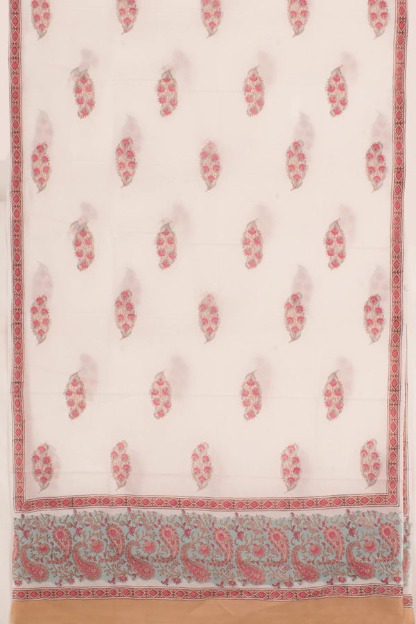 Hand Block Printed Mulmul Cotton 3-Piece Salwar Suit Material-Rutambhara-RUTAMBHARA