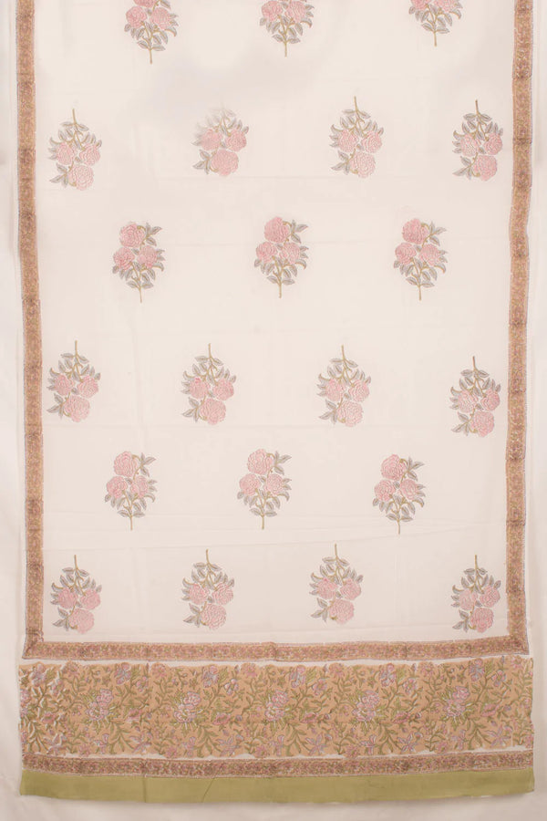 Hand Block Printed Cotton 3-Piece Salwar Suit Material-Rutambhara-RUTAMBHARA