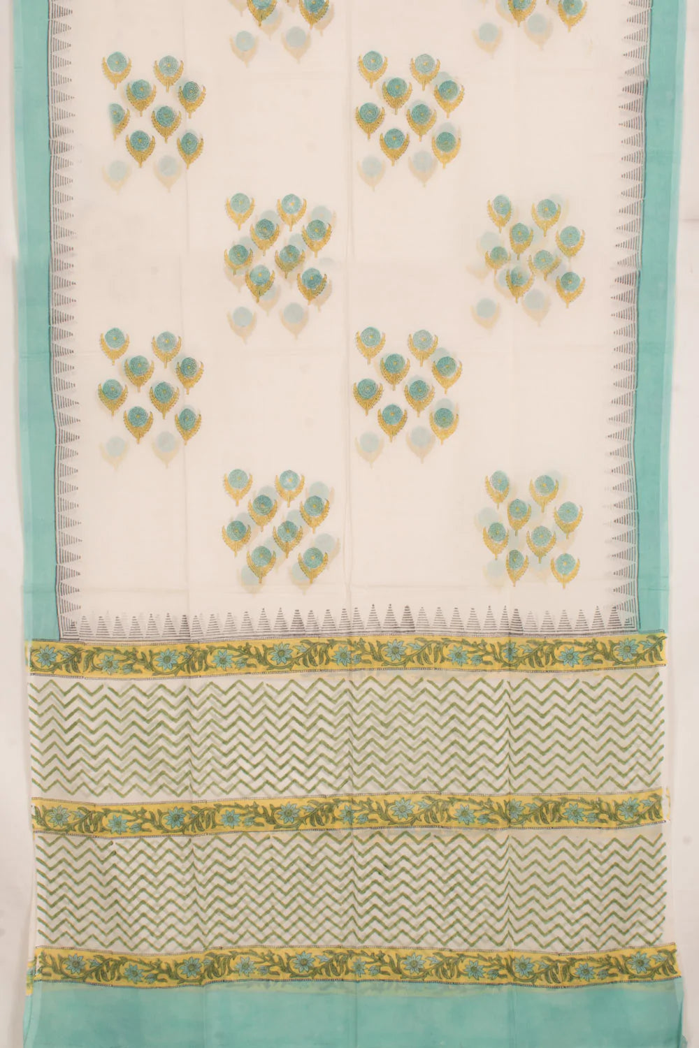 Hand Block Printed Silk Cotton 3-Piece Salwar Suit Material
