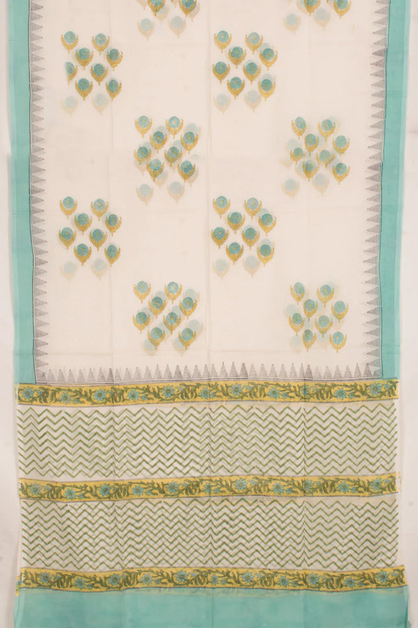 Hand Block Printed Silk Cotton 3-Piece Salwar Suit Material-Rutambhara-RUTAMBHARA