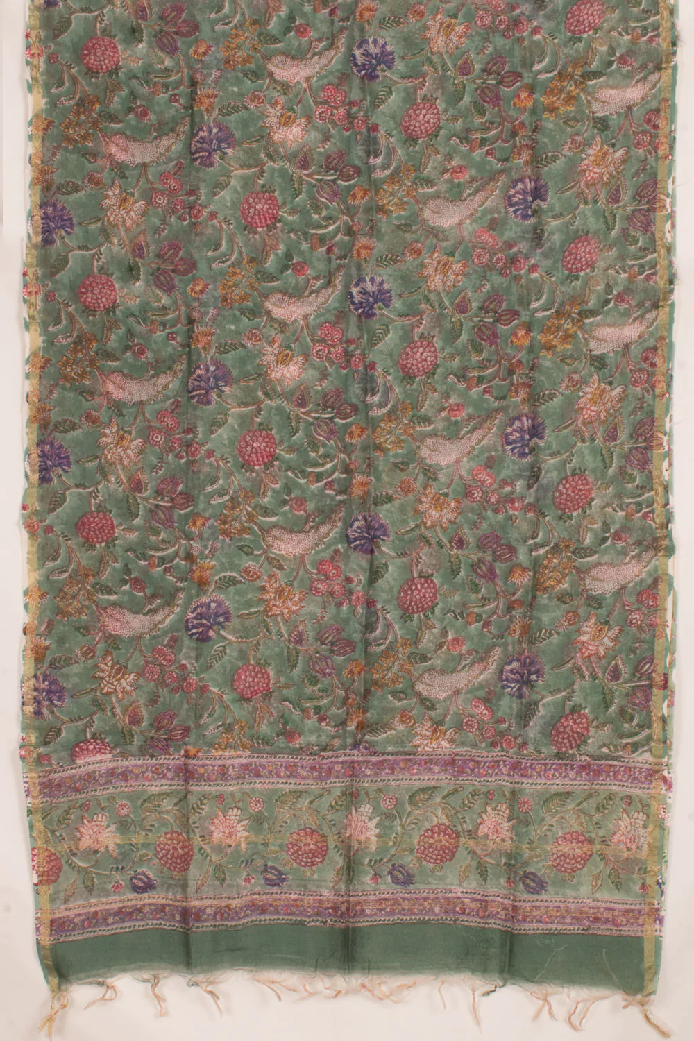 Hand Block Printed Chanderi 3-Piece Salwar Suit Material-Rutambhara-RUTAMBHARA