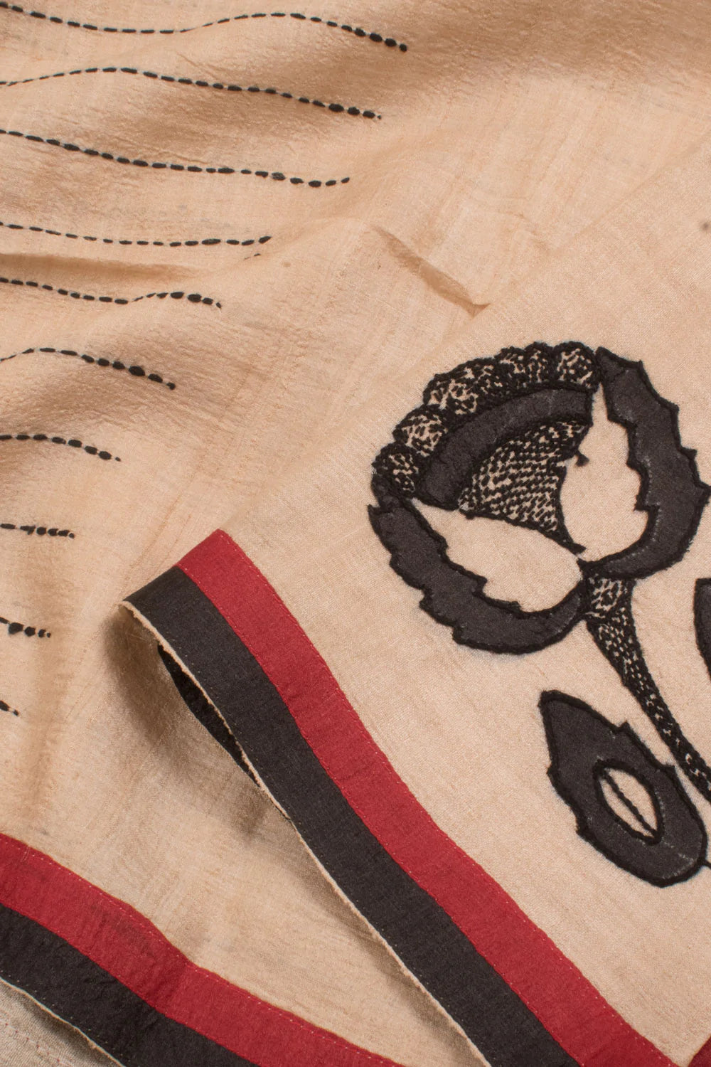 Hand Embroidered Half and Half Tussar Silk Saree