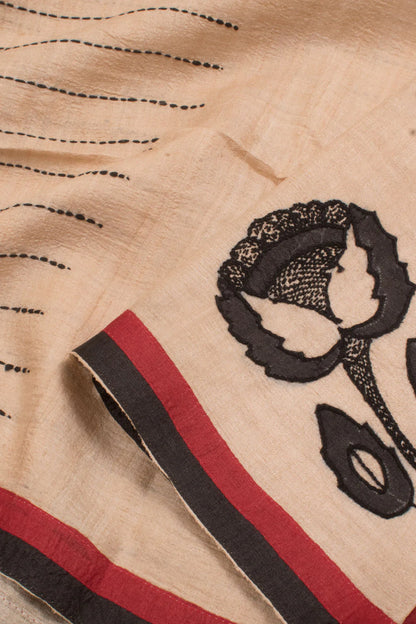 Hand Embroidered Half and Half Tussar Silk Saree-Rutambhara-RUTAMBHARA