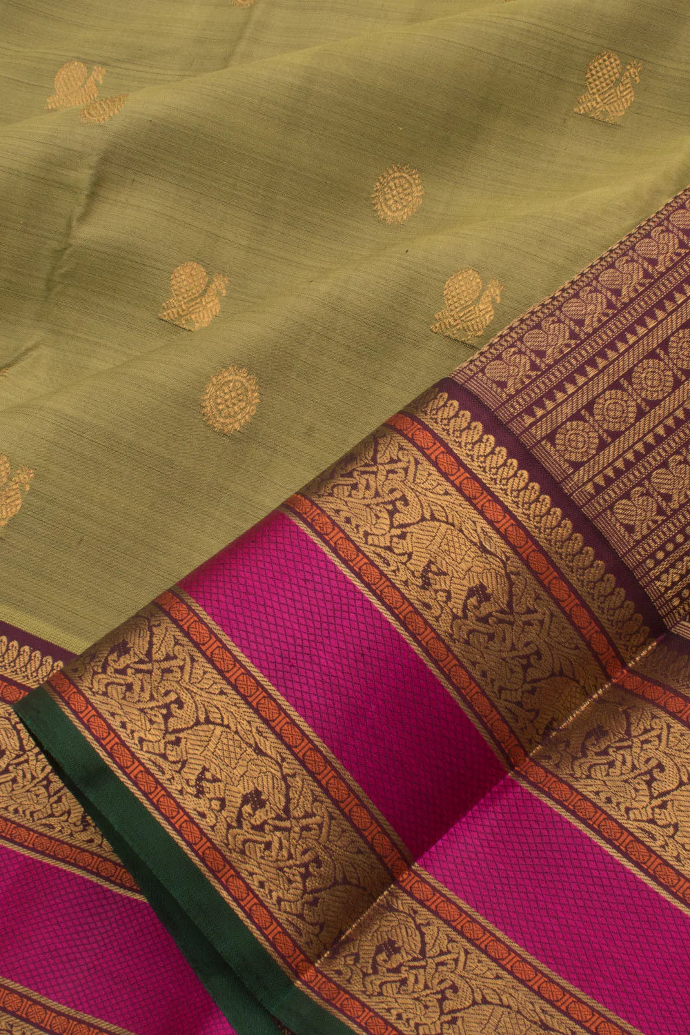 Eevara Pista Green Kancheevaram Heirloom Silk Saree