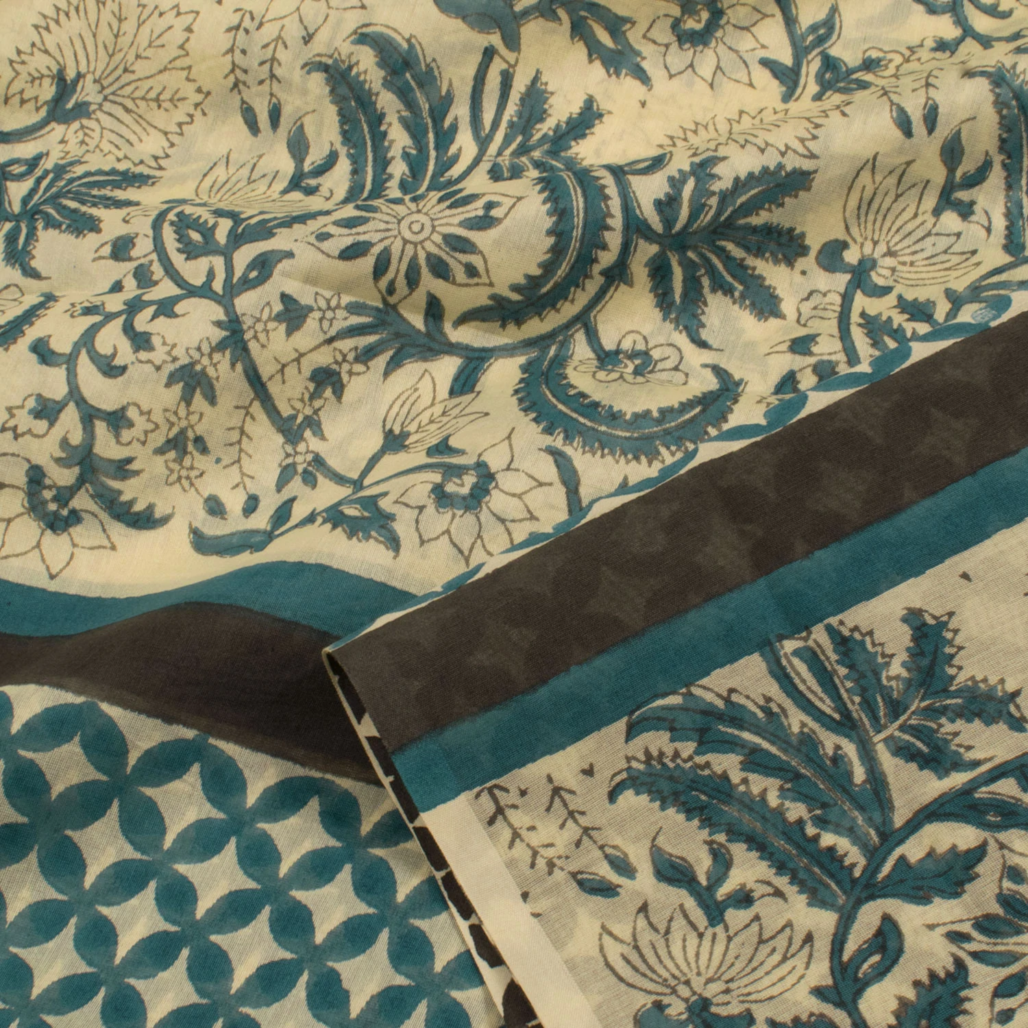 Hand Block Printed Chanderi Silk Cotton Saree-Rutambhara-RUTAMBHARA