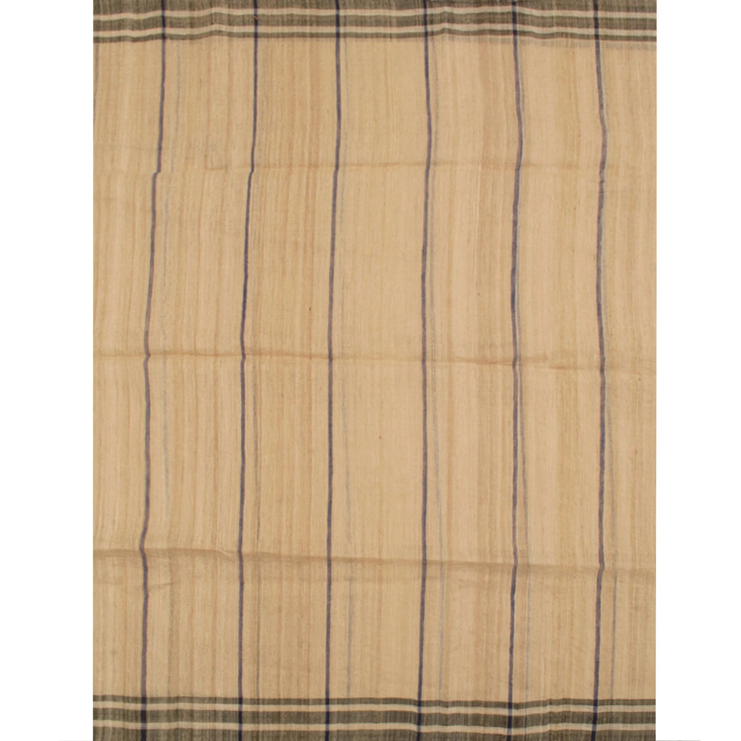 Beige and Indigo Tussar Cotton Saree