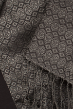 Handloom Karnataka Khun Silk Cotton Stoles - Black-Rutambhara-RUTAMBHARA