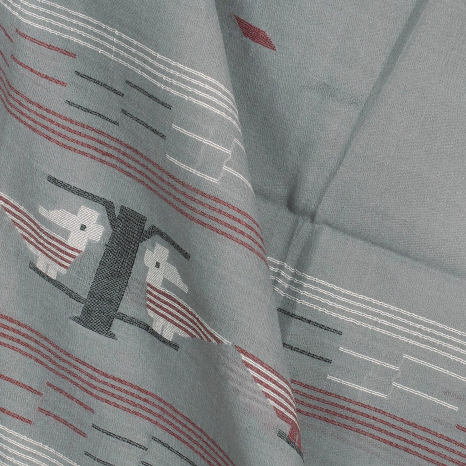 Handwoven Jamdani Cotton Dupatta-Rutambhara-RUTAMBHARA