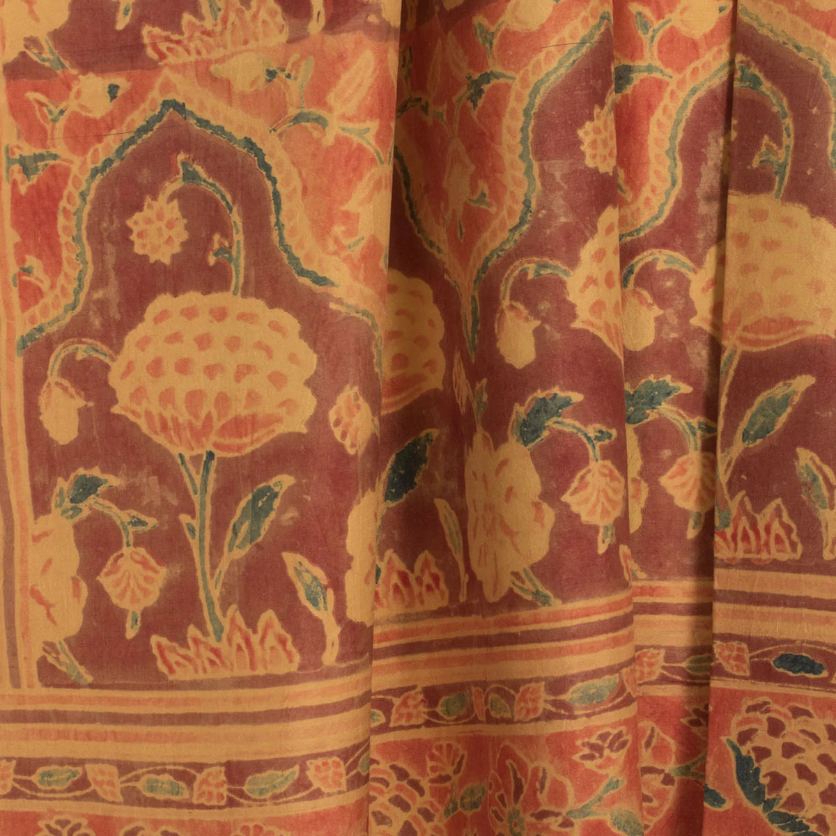 Vegetable Printed Natural Dye Silk Dupatta