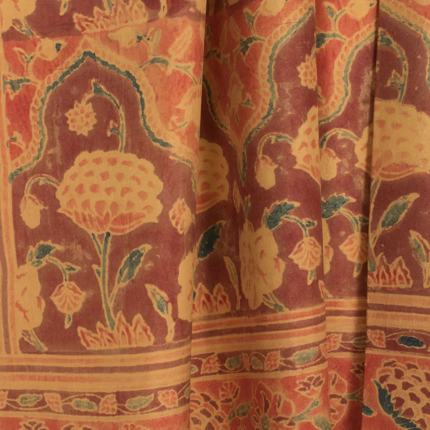 Vegetable Printed Natural Dye Silk Dupatta