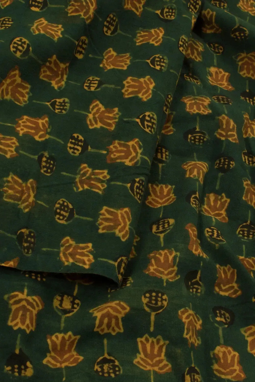 Ajrakh Printed Cotton Kurta Material-Rutambhara-RUTAMBHARA