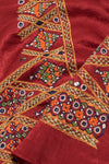 Maroon Mirror Embroidered Mashru Blouse Material