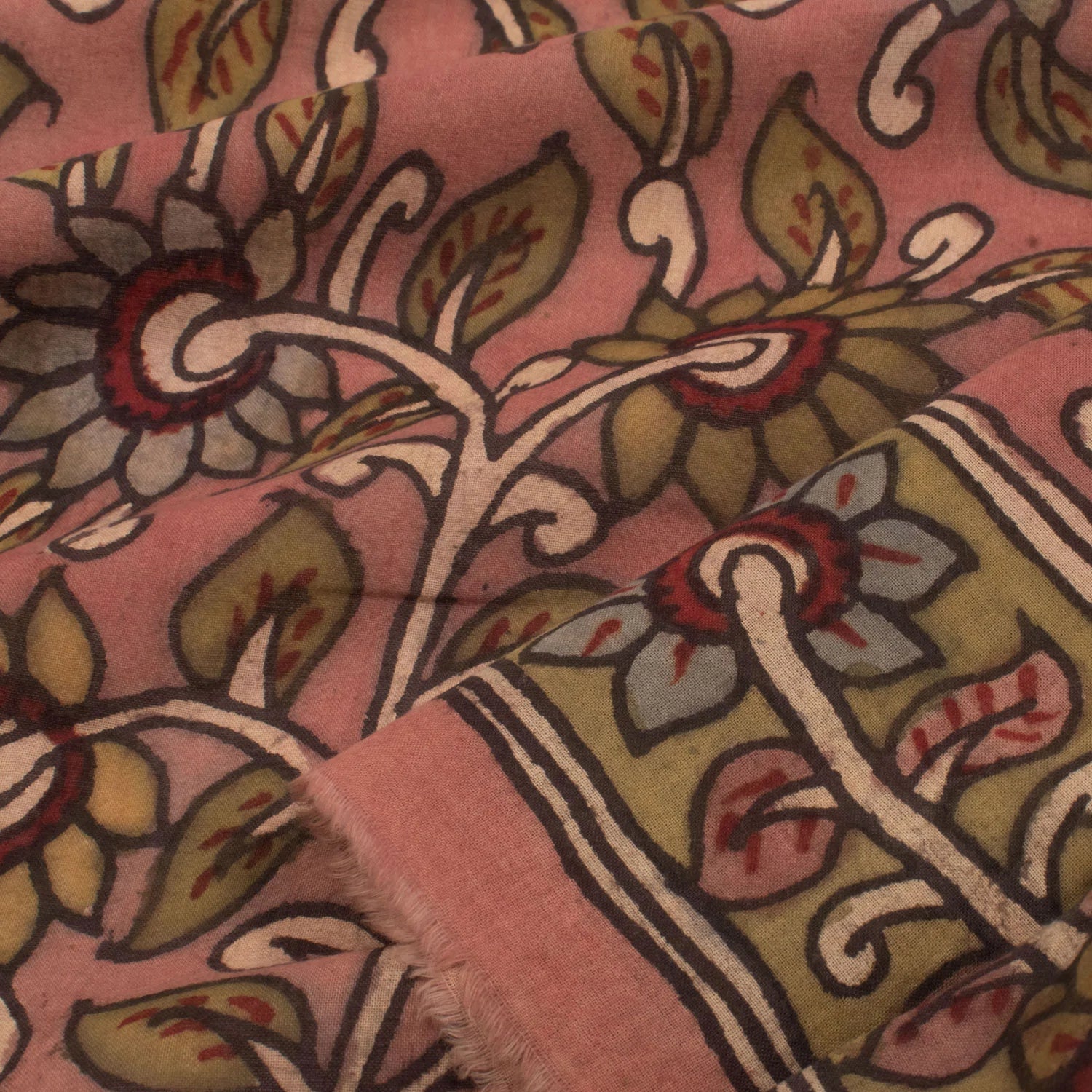 Hand Painted Pen Kalamkari Cotton Blouse Material