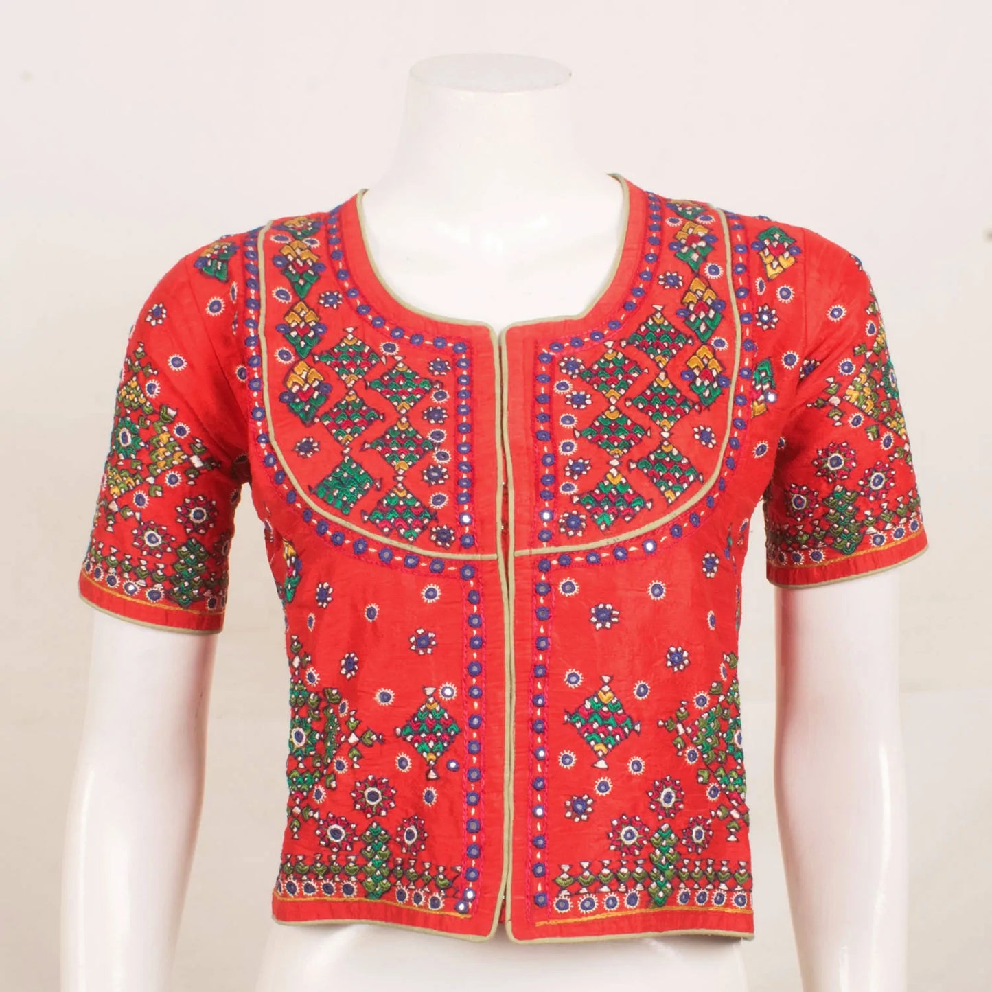 Hand Embroidered Raw Silk Crop Top