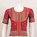 Maroon Raw Silk Kutchi Blouse Hand Embroidered-Rutambhara-RUTAMBHARA