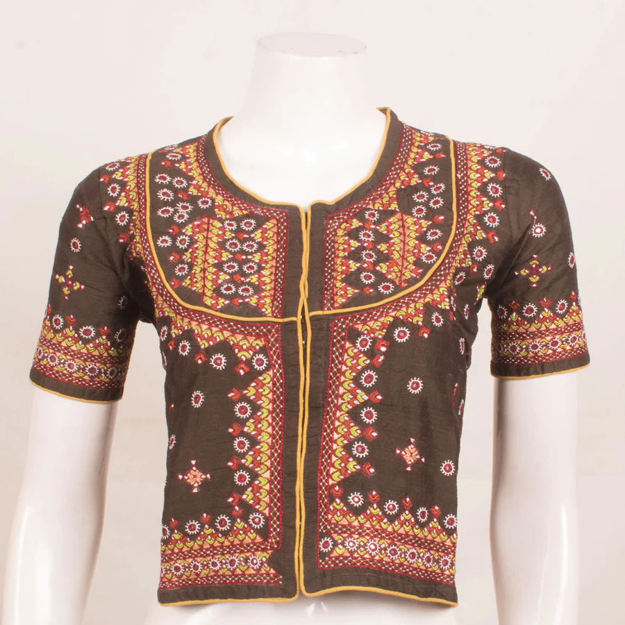 Brown Kutchi Raw Silk Blouse