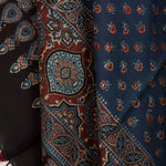 Ajrakh Printed Chanderi Dupatta-Rutambhara-RUTAMBHARA