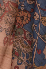 Hand Painted Pen Kalamkari Tussar Silk Dupatta-Rutambhara-RUTAMBHARA