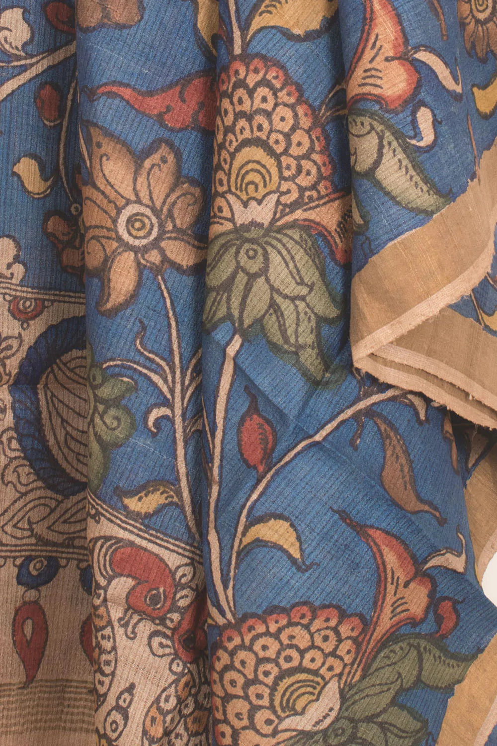 Hand Painted Pen Kalamkari Tussar Silk Dupatta