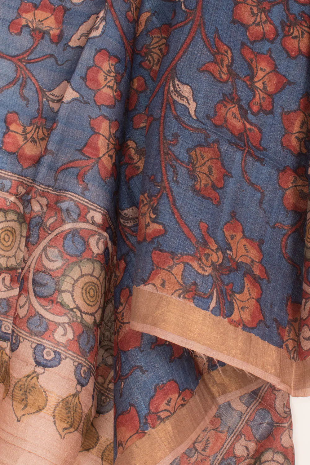 Hand Painted Pen Kalamkari Tussar Silk Dupatta