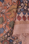 Hand Painted Pen Kalamkari Tussar Silk Dupatta