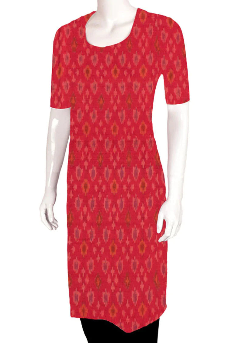 Handloom Ikat Raw Silk Kurta Material-Rutambhara-RUTAMBHARA
